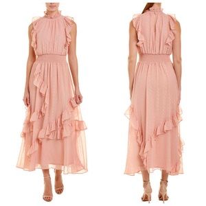 Avec Les Filles Pink Ruffle Maxi Dress